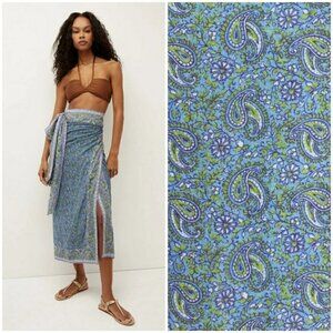 💕VERONICA BEARD💕 Amura Coverup Skirt ~ Electric Blue Paisley Print XL NWT